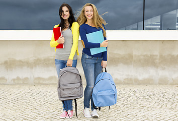Image showing Two beautiful teenage students