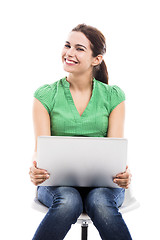 Image showing Female student with a laptop