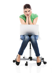 Image showing Female student with a laptop