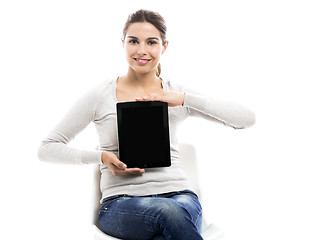 Image showing Female student with a tablet