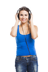 Image showing Woman listen music