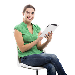 Image showing Female student with a tablet