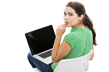 Image showing Female student with a laptop