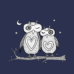 Image showing Two cute decorative owls.