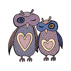 Image showing Two cute decorative owls.