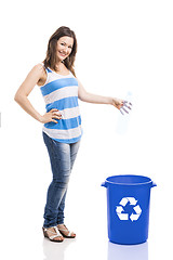 Image showing Beautiful young recycling