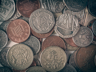 Image showing Retro look Pound coins