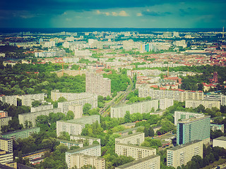 Image showing Retro look Berlin aerial view