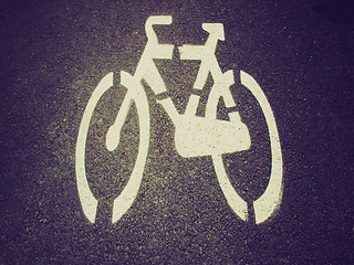 Image showing Retro look Bike lane sign