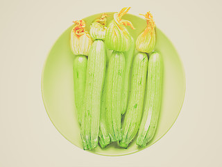 Image showing Retro look Courgettes zucchini