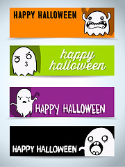 Image showing Happy Halloween Ghost Bat Icon Background