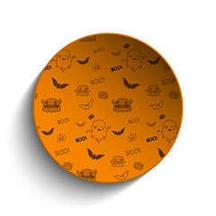 Image showing Happy Halloween Ghost Bat Icon Background