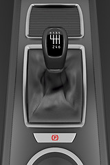 Image showing Gear stick in sports car