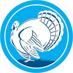 Image showing Wild Turkey Side View Circle Retro