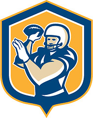 Image showing American Football QB Throwing Shield Retro