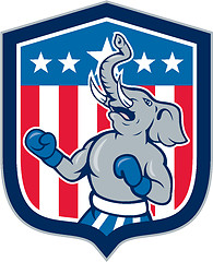 Image showing Republican Elephant Boxer Mascot Shield Cartoon