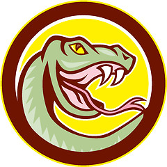 Image showing Rattle Snake Head Circle Cartoon