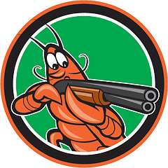 Image showing Crayfish Lobster Aiming Shotgun Circle Cartoon