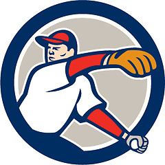Image showing Baseball Pitcher Throw Ball Circle Cartoon