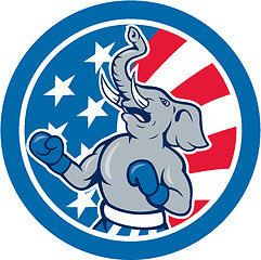 Image showing Republican Elephant Boxer Mascot Circle Cartoon