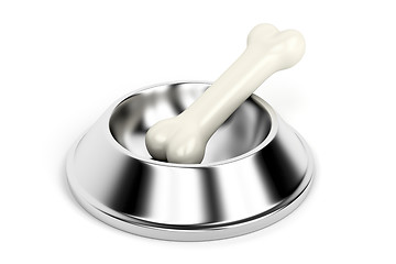 Image showing Dog bowl with bone