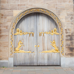 Image showing Door with gold plating