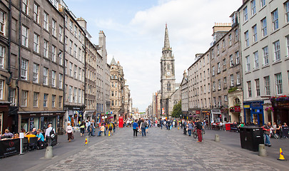 Image showing EDINBURGH SCOTLAND JULY 21: The Royal Mile is a succession of st