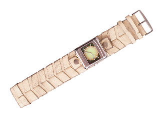 Image showing Modern leather wristwatch