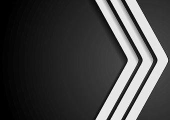 Image showing Abstract dark background with white arrows