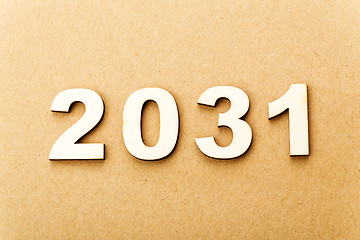 Image showing Wooden text for year 2031