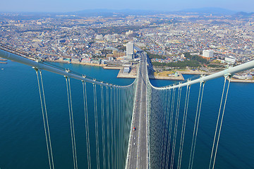 Image showing Akashi Kaikyo bridge view about Kobe from top