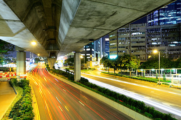 Image showing Traffic trail on road in city