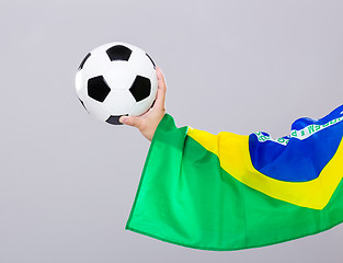 Image showing Man arm hold soccer ball