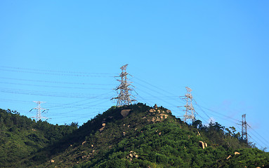 Image showing High voltage tower on mountain