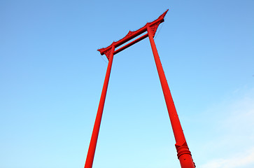 Image showing Giant swing in Bangkok with blue sky
