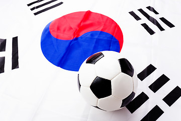 Image showing Football and South Korean flag