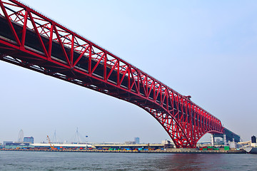 Image showing Red bridge in Osaka