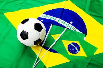 Image showing Brazil Flag and soccer ball 
