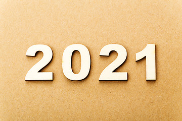 Image showing Wooden text for year 2021