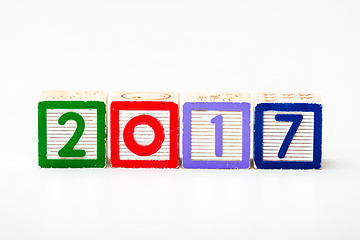 Image showing Wooden block for year 2017