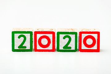 Image showing Wooden block for year 2020