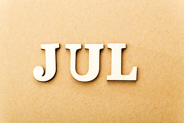 Image showing Wooden text for July