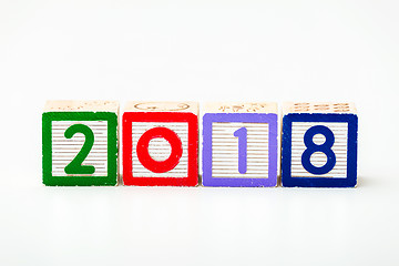 Image showing Wooden block for year 2018