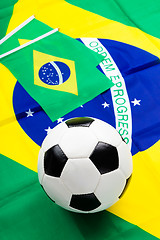 Image showing Brazilian flag and football