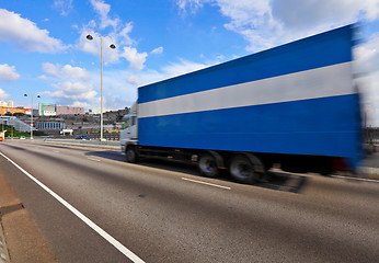 Image showing Container truck on highway