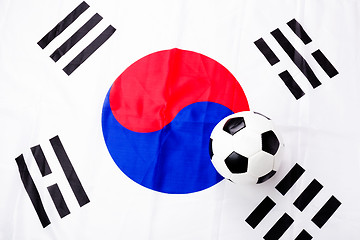Image showing South Korean flag and soccer ball