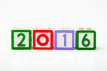 Image showing Wooden block for year 2016