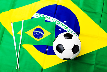 Image showing Brazil flag and soccer ball