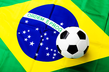 Image showing Brazilian flag with soccer ball