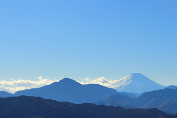 Image showing Mount Fuji Top with snow 